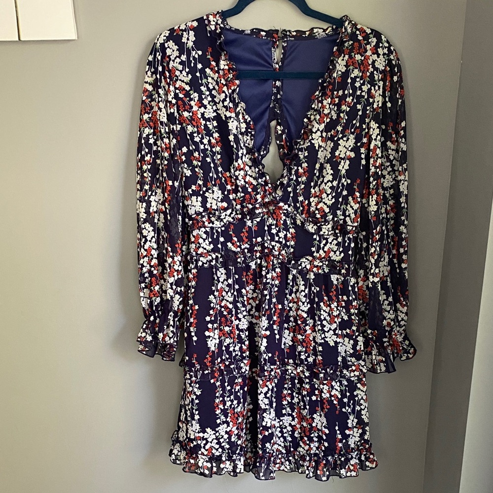 099. Floral Navy Dress